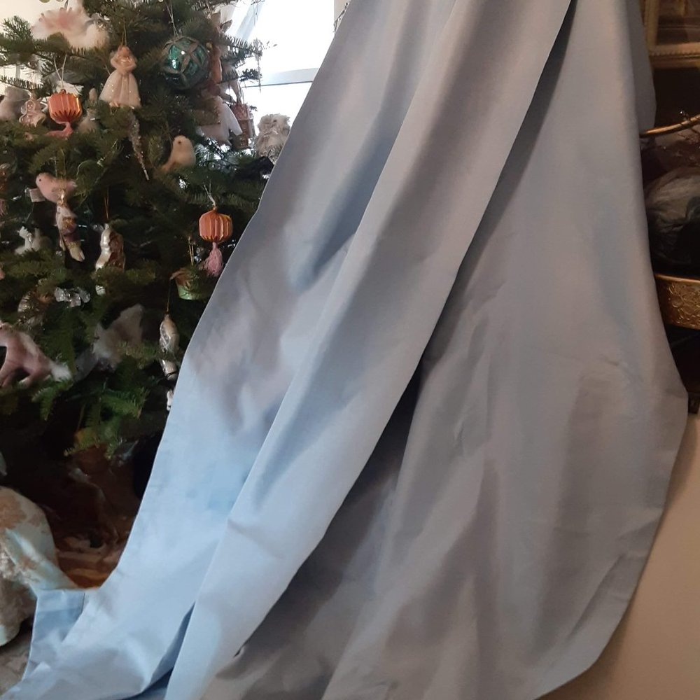Two Black-Out Curtains in a Pretty Silvery Pastel Blue Color - 84 x 37 inches